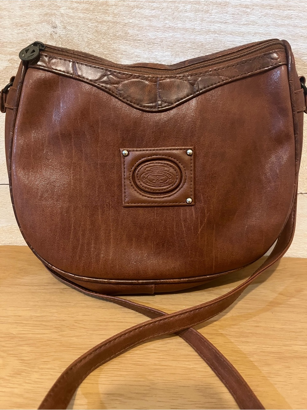 Jordache Brown Leather Y2K Crossbody Bag Vintage - Picture 2 of 15